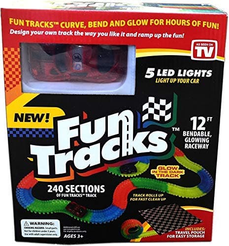 fun tracks car race track that bend, flex and glow in the dark | 240 big tracks | 1 big car with 5 led lights | Multi color