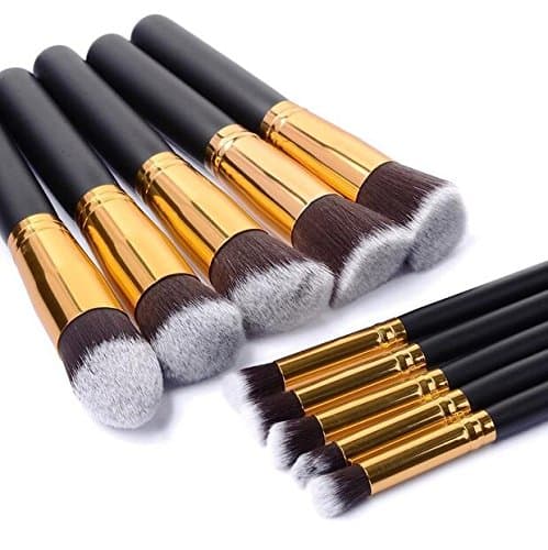 Makeup Brus 10 Pcs Superior Professional Soft Cosmetics Make Up Brush Set Woman39;s Kabuki Brus kit Makeup Brus RP - Golden