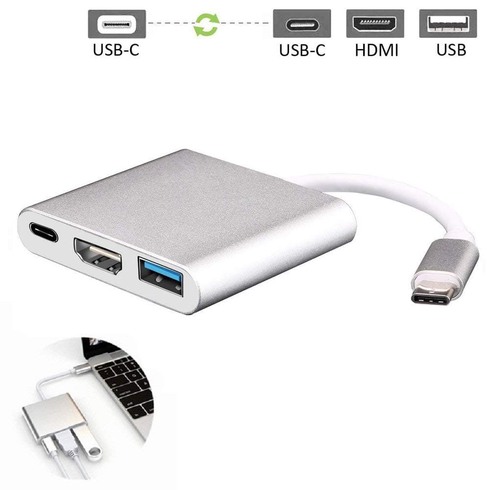 USB C to HDMI Adapter, BTGGG 3 in 1 Type C Hub to 4K HDMI/ USB 3.0/ USB C Multi-port Adapter for 2016/2017 MacBook Pro, MacBook, iMac 2017, ChromeBook Pixel, Samsung Galaxy S8 and More USB C Devices
