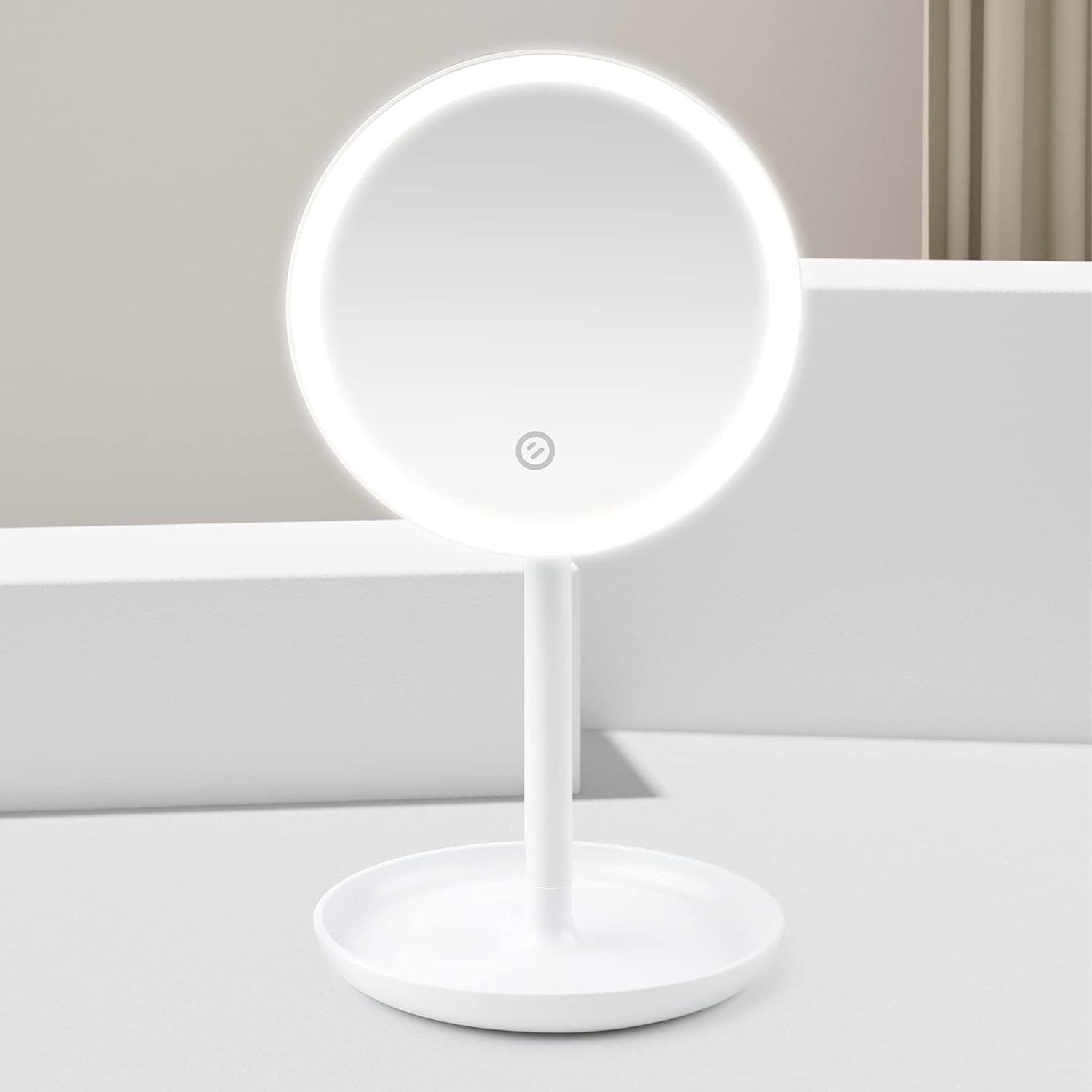 Idrese Led Makeup Mirror with Light 3 Color Lighting Modes, USB Rechargeable 1X/5XVanity Mirror with Detachable Base, 90°Rotation Detachable Tabletop Mirror,Touch Control Design Beauty Mirror
