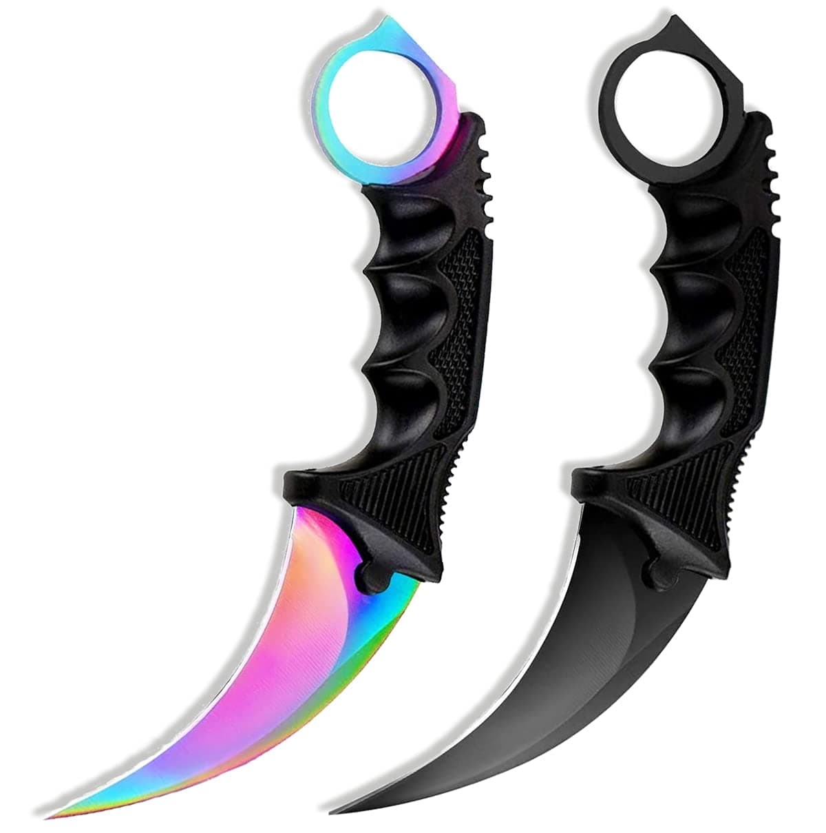 LDIWEE Karambit Knife - CS-GO Game Knife, Fixed Blade with Stainless Steel Blade, Rainbow and Black, Includes Sheath and Cord for Camping, Hunting, Hiking and Adventure Collection