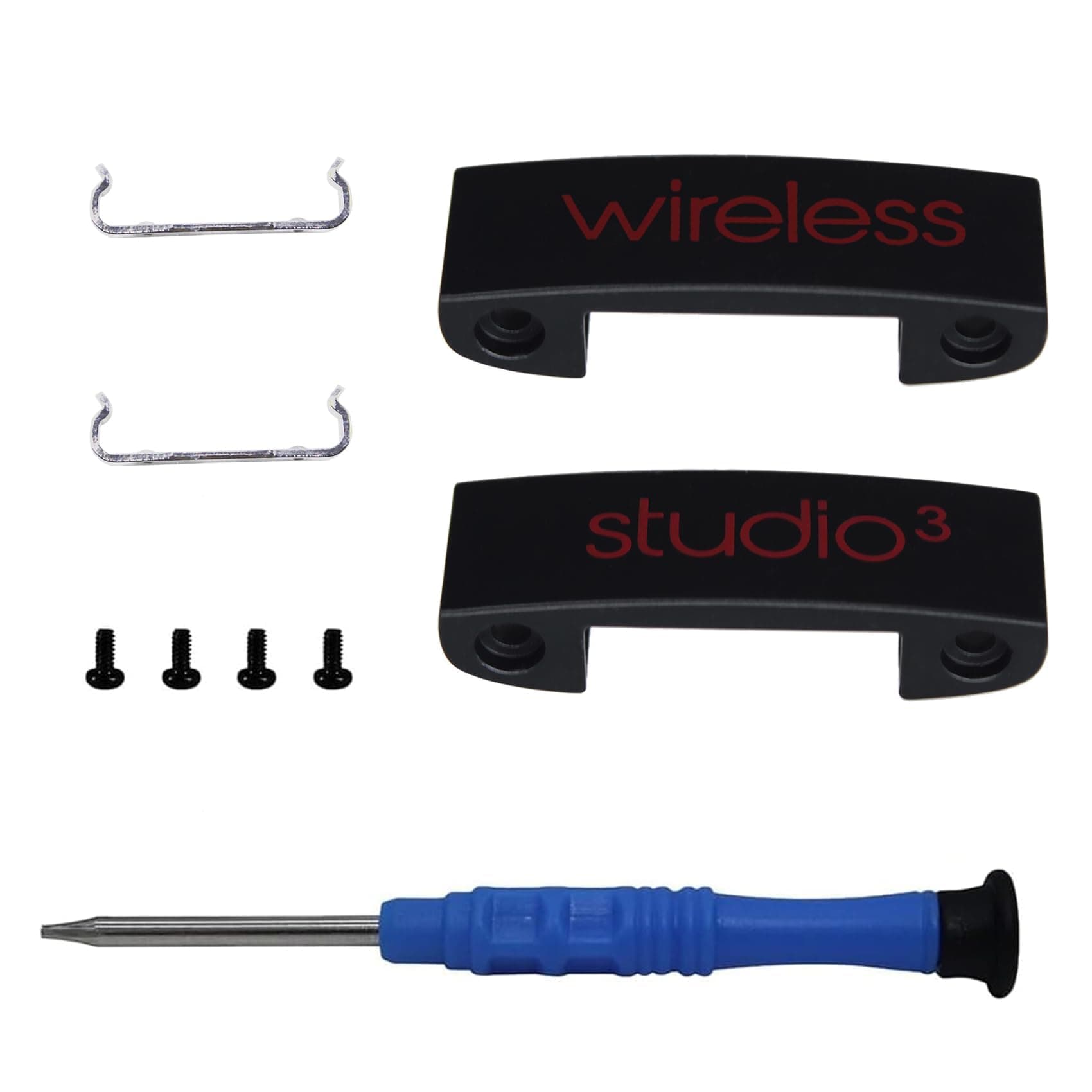 Studio 3 Hinge Replacement Headband Connector Replacement Metal Repair Parts Compatible with Beats Studio 3 Studio 3.0 Headphones Replacement Parts Accessories Durable Repair Kit(Black+Red)