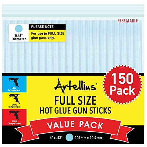 Full Size Hot Glue Gun Sticks (Huge Bulk Pack of 150) 4" and 0.43 Diameter - Compatible with Full Size Industrial Glue Guns