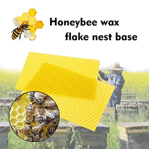 Weite 30-Pack Natural Beeswax Sheets with Honeycomb Texture, Bee's Wax Coated Deep Foundation Honeybee Wax Flake Nest Base (Yellow)