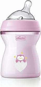 Natural Feeling Feeding Bottle for Babies, 250ml (2+ Months) |Mother Breast Like Teat| Soft Silicon, Anti-Colic Teat | Angled Teat Suitable for Newborns | with Anti-Drip Cap | BPA Free (Pink)