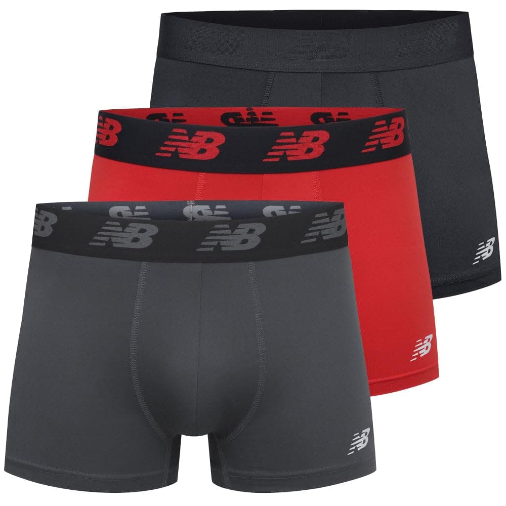 Men's 3" Performance No Fly Short Boxer Brief Trunks Underpants with Built in Pouch Support (3 Pack)