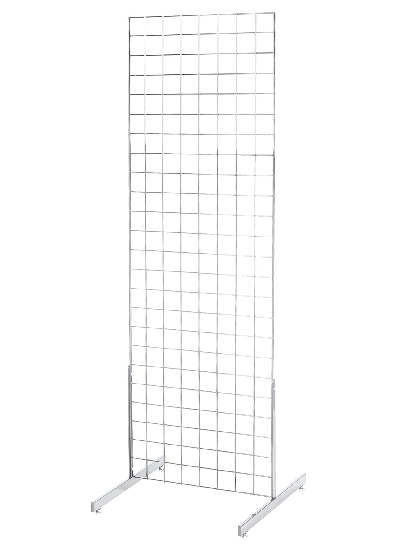 SSWBasics Chrome Standing Gridwall Panel - 2 ft x 6 ft, Includes Panel and 2 Legs - Wire Grid Art Display, Ideal for Retail, Boutique, Thrift, Vendor and Craft Shows, Sturdy