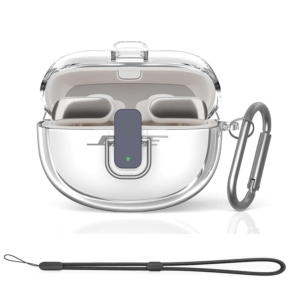 Agrifilm Secure Lock Clear Case Compatible with Bose Ultra Open Earbuds (2024) - TPU Protective Cover with Keychain