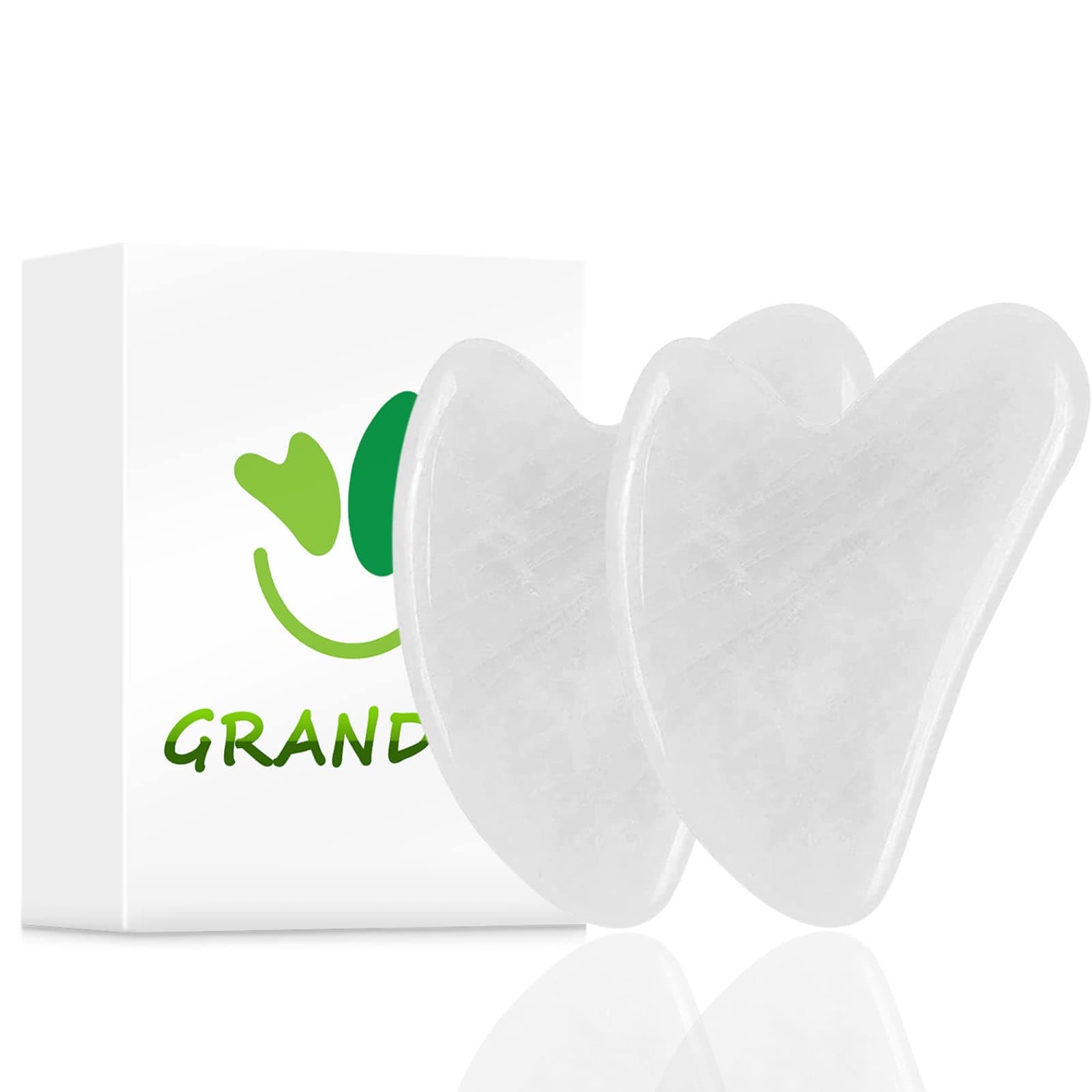 2 Pcs Gua Sha Scraping Massage Tool Jade Stone Board Facial Tool for Anti-Aging Natural Jade Scraping Skin Care Tools for Face Neck Back Feet Hands and Body (White)