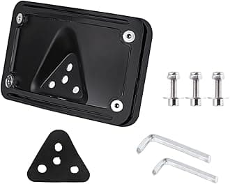 Black Curved Laydown License Plate Mount Bracket for Harley 3 Hole Mount (Black)