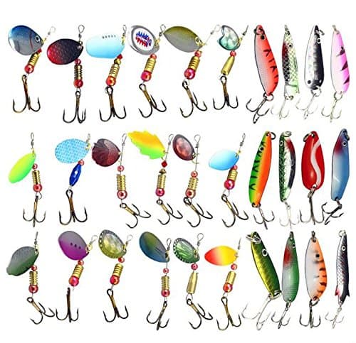 Fishing Baits Soft Baits 30 Pcs Assorted Spoon Metal Fishing Lure Spinner Baits Spoon Tackle Lures