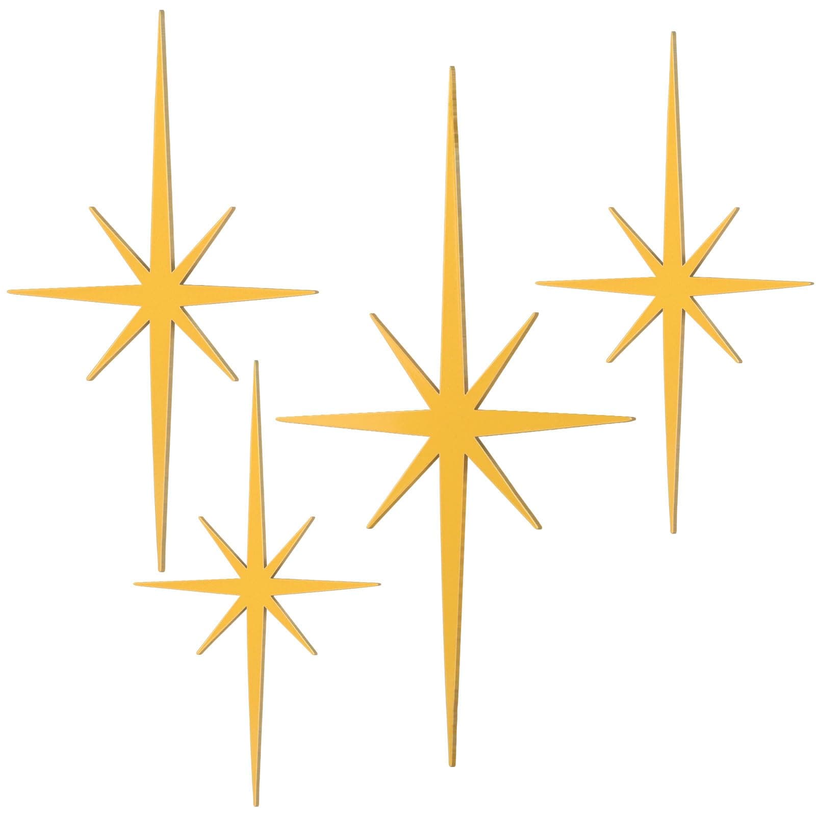 4 Pcs Cast Iron Starburst Wall Decor Mid Century Modern Decor Retro 8 Pointed Atomic Stars Metal Wall Art Elegance Accents Easy Install Finish Hangings for Home Office Room(Gold)