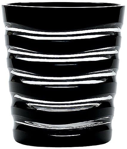 Edo Kiriko Glass Studio Sai Feng staggered pattern Old black M-8246BK