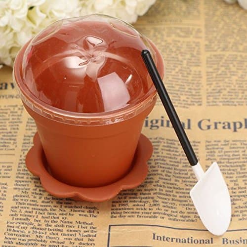 DIY Cake Baking Utensils Pot Shape Cake Cup Muffin Liners with Spoons Cover (Brown)