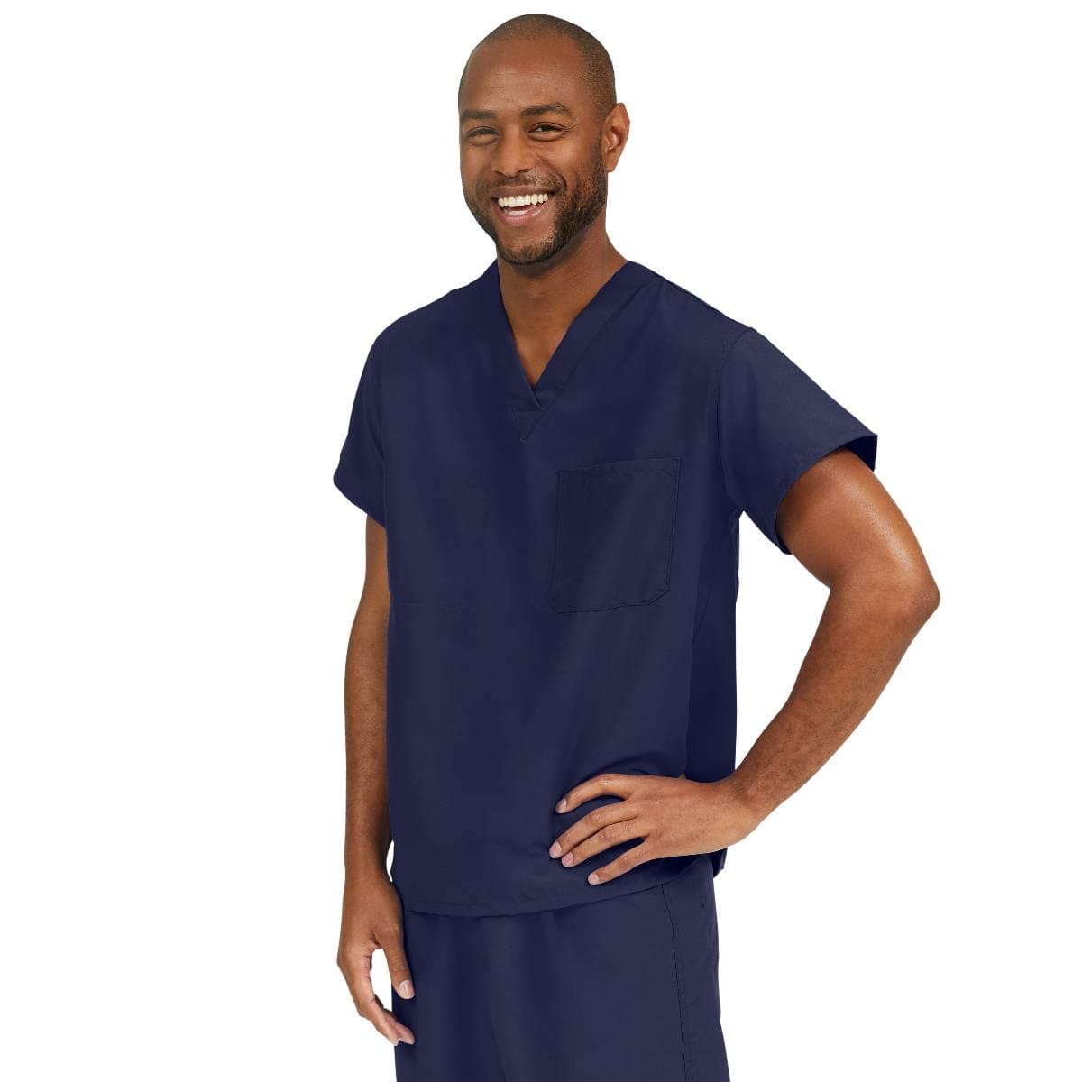 PerforMAX One-Pocket Reversible Scrub Top, ANG-CC, Medium, Navy