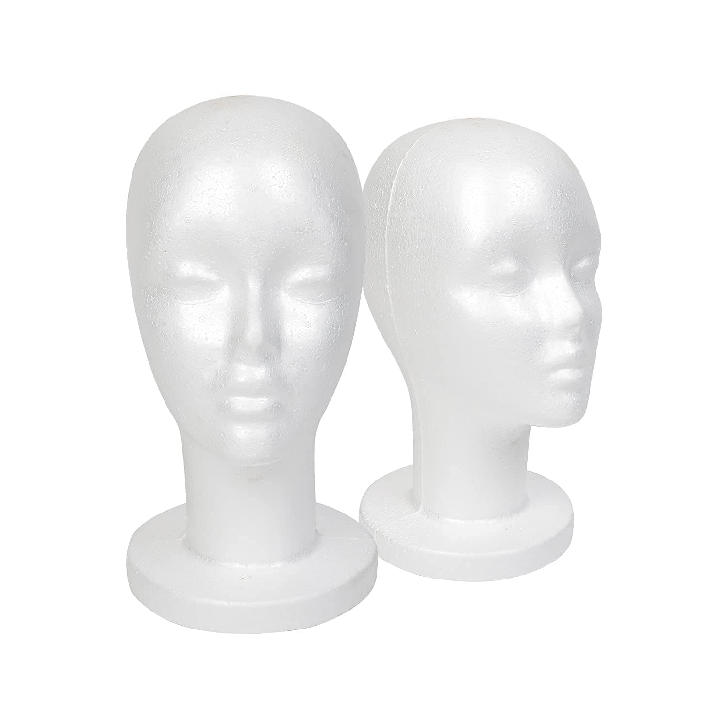 - STUDIO LIMITED 11.4-Inch Styrofoam Mannequin Head (2 Pack) – White Foam Wig Display Stand for Wigs, Hats & Hairpieces, Professional Salon and Cosmetology Use