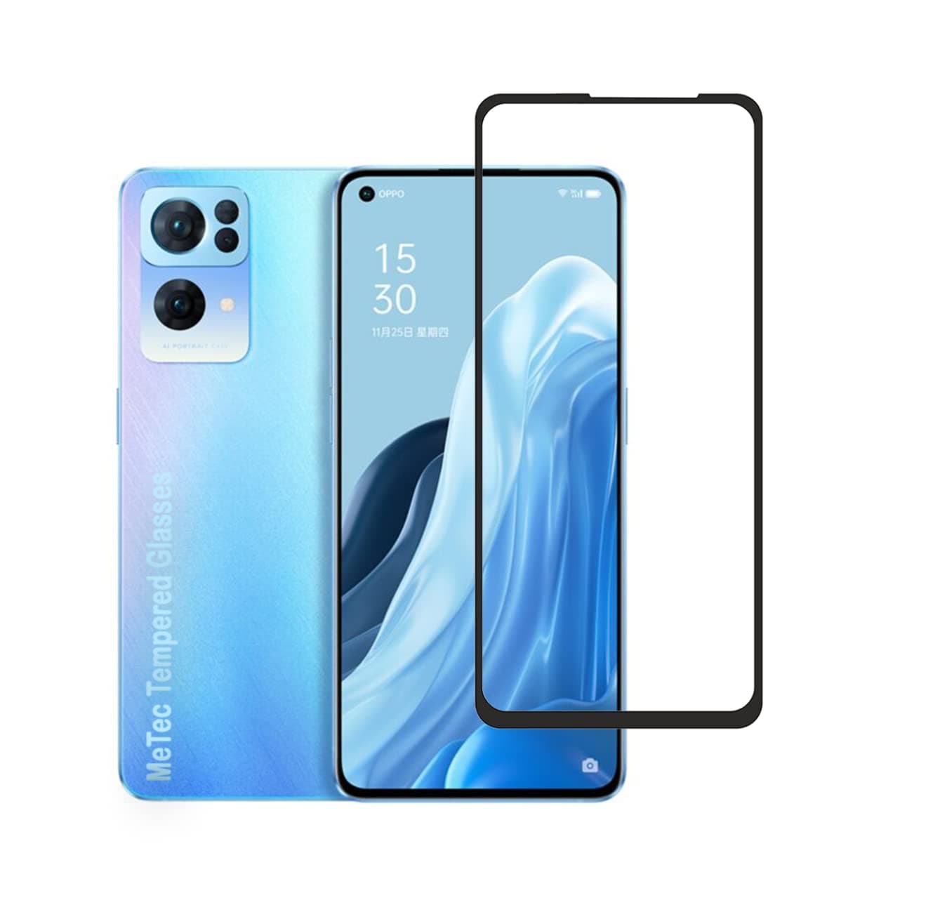 MeTec Premium 11D Tempered Glass | Scratch Resistant | Easy Installations kit | 9H Hardness | Edge to Edge (OPPO Reno 7)