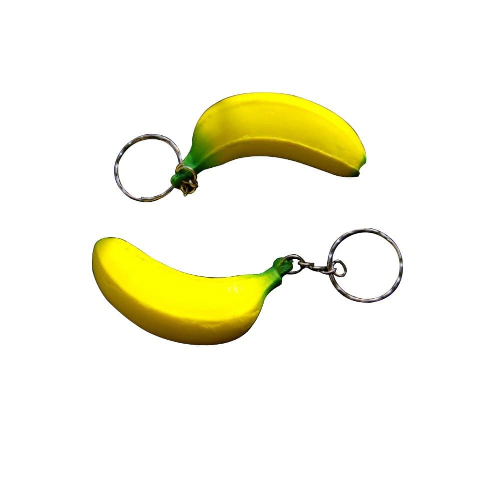 Banana Fruit Soft PU Foam Keychain Key Chain Key Ring Bag Hanging Ornament Decoration Commercial Christmas Gift,Pack of 2
