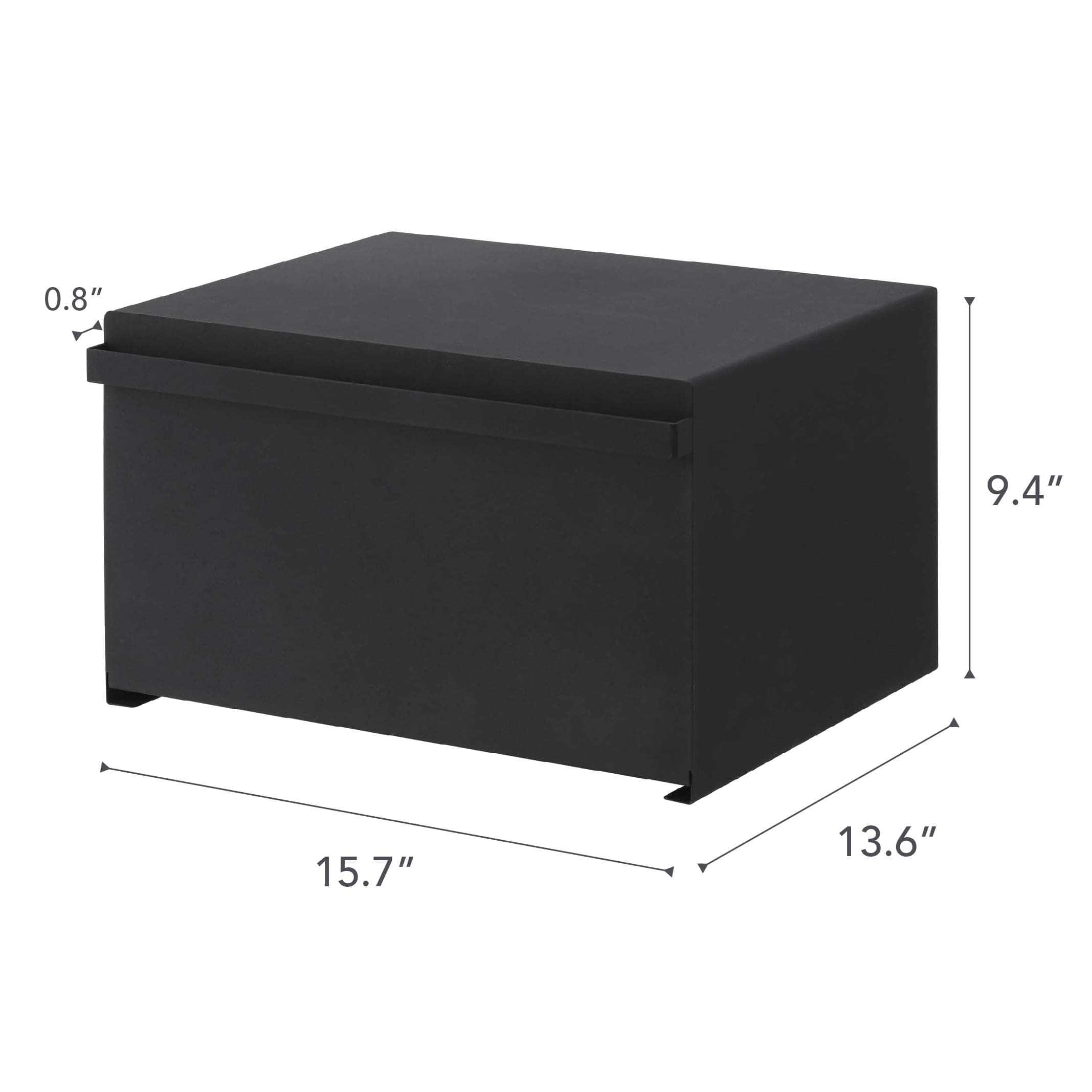 Yamazaki 4352-P Home Bread Box Kitchen Counter Container Holder | Steel | Food Storage, Black, One Size