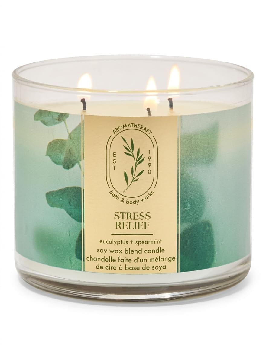 Bath & Body Works Aromatherapy 14.5 oz 3-Wick Candle Stress Relief Eucalyptus Spearmint