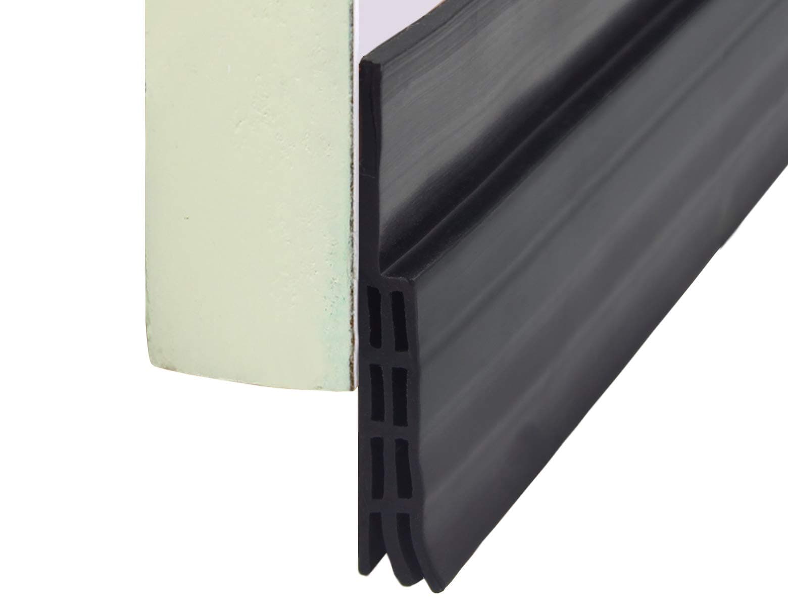 Door Sweep, Door Draft Stopper, Weather Stripping No Tools Required 2" Width x 39" Length Easy Cut to Size (Seal Door Bottom-Black)