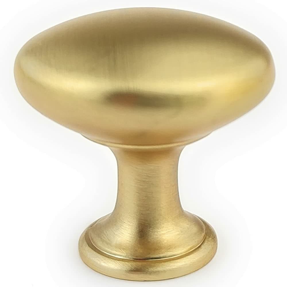 Set of 6 Kitchen Cabinet Cupboard Drawer Door Knobs Vintage Shabby Chic Round Knobs and Handles for Chest of Drawers Kitchen Cabinet Cupboards 29mm, Matt Brushed Brass finish, Paris Collection by FFF