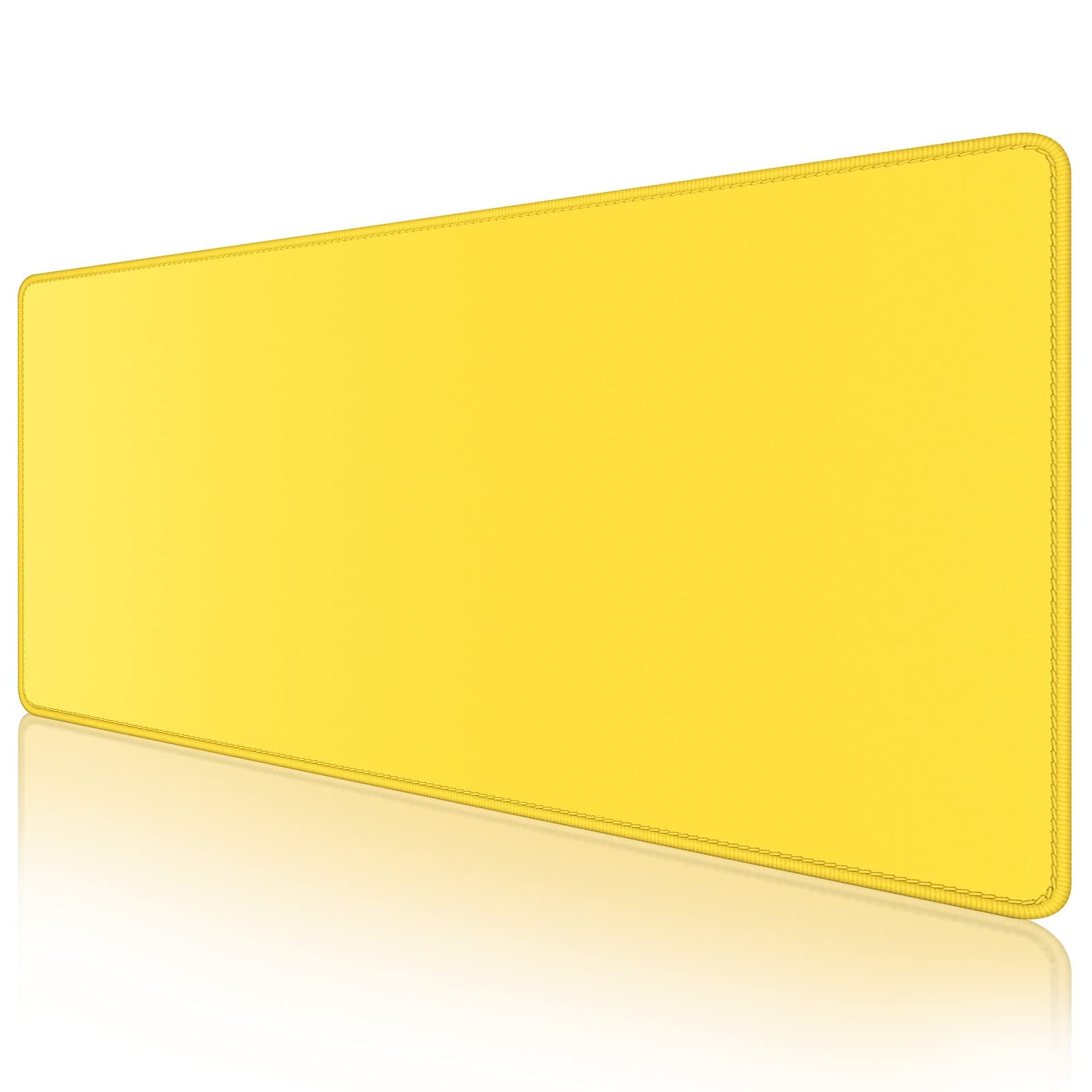 Dapesuom Large Gaming Mouse Pad, Extended Mouse Mat with Stitched Edges, Full Size Keyboard Pad with Non-Slip Base, Big XXL Computer Desk Mats for Gamer, Laptop, Office, 35.5 x 15.7 in, Yellow