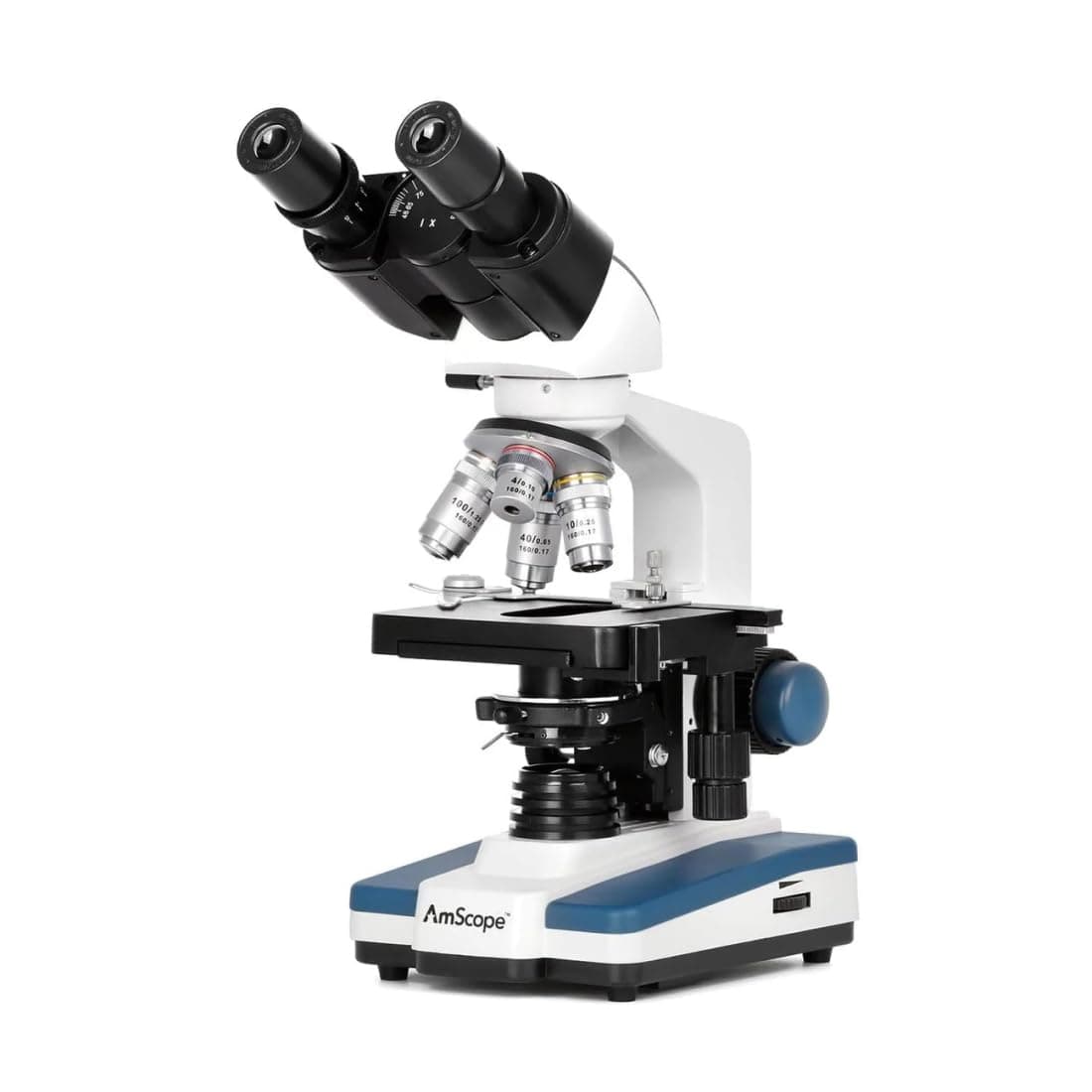 AmScope B120 Series Student & Professional LED Binocular Compound Microscope - 40X-2500X Magnification - Includes 1MP USB Camera & Siedentopf Head