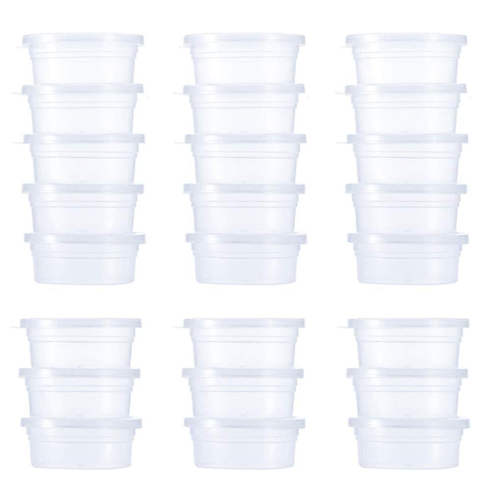 Slime Containers 24 Pack, Leakproof Clear Plastic Foam Ball Storage Cups Storage Jars Containers With Lids Slime Pots Tubs (20g)
