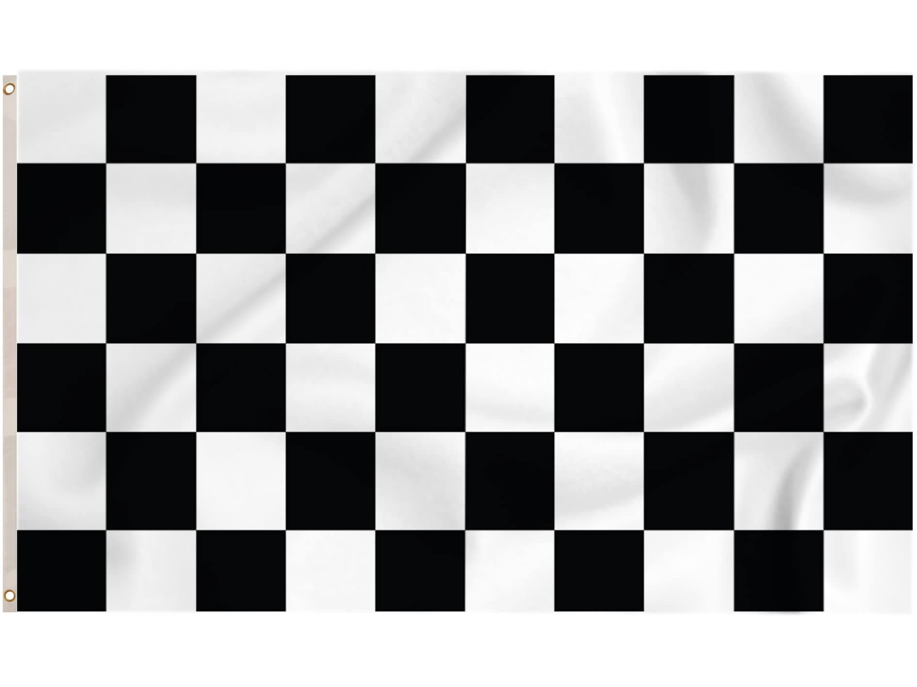 Black and White Chequered Flag Checkered Flags 5ft x 3ft with Eyelets