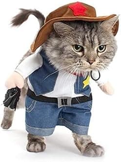 NACOCO Cowboy Dog Costume with Hat Dog Clothes Halloween Costumes for Cat and Small Dog (Cowboy, Small)