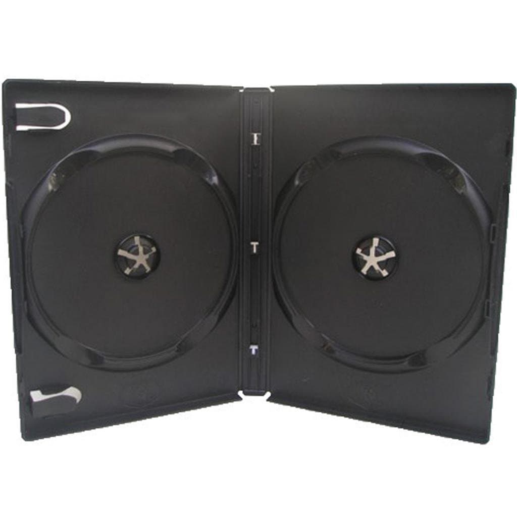 100 Black Double DVD Cases - 14mm - Toner UK