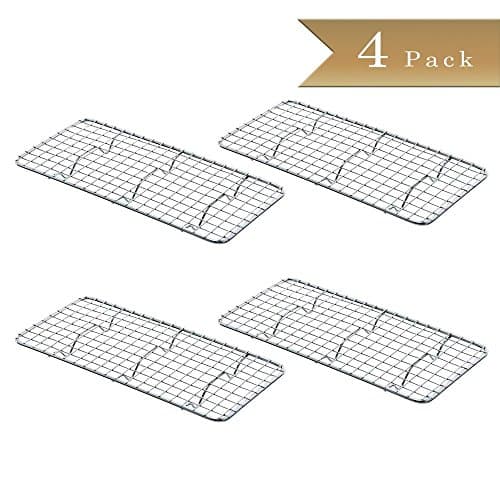 TrueCraftware (Set of 4) Rectangular 5 x 10 Inch - Third Size - Chrome Plated Wire Pan Grate - Cooling Rack