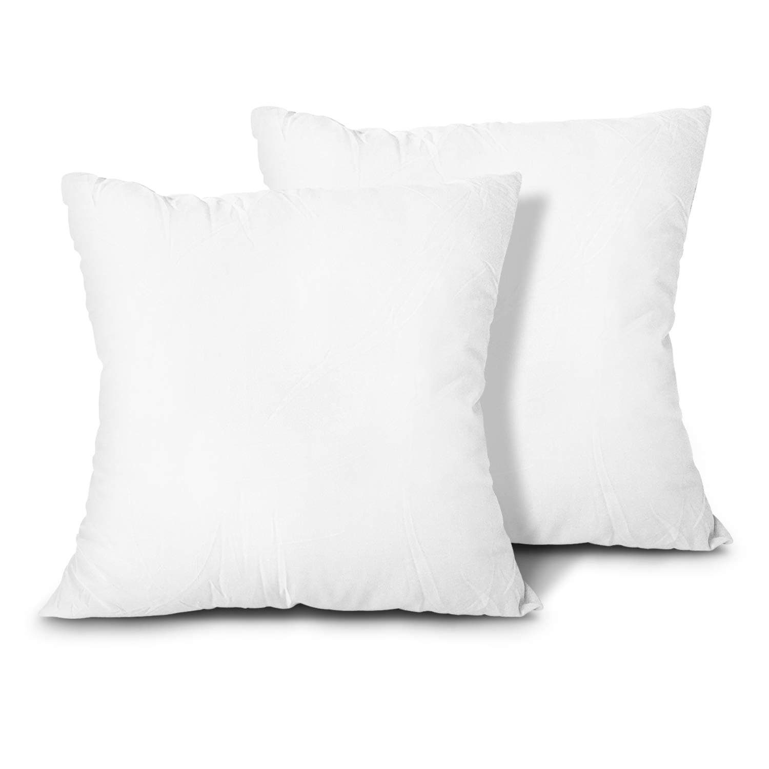 Throw Pillow Inserts, Set of 2 Lightweight Down Alternative Polyester Pillow, Couch Cushion, Sham Stuffer, Machine Washable. (White, 24x24)