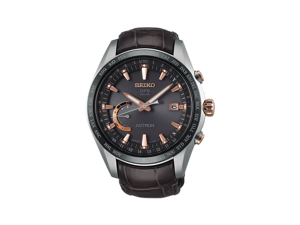 SEIKO Astron SSE095J1 Silver Leather Man Chronograph