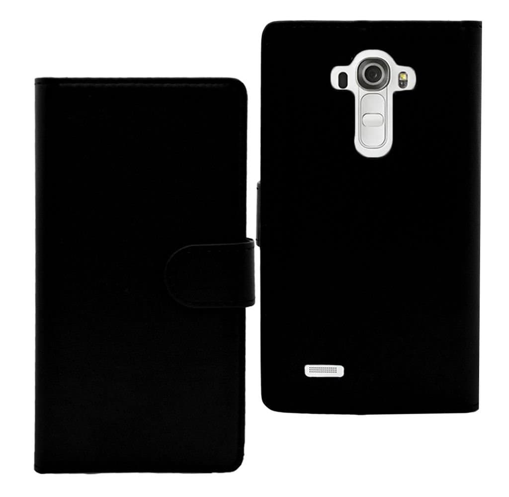 SS Techcase for LG G4 case Black Premium PU Leather Wallet case with Card Slots, Magnetic Closure and Kickstand [Black]