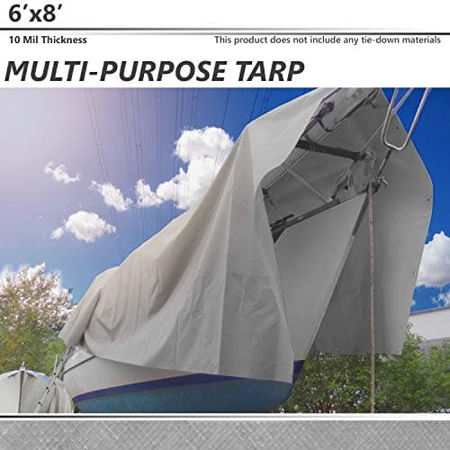 BOUYA 14' x 16' Tarp 5-mil Multi-Purpose Waterproof Reinforced Rip-Stop with Grommets, UV Resistant, for Tarpaulin Canopy Tent, Boat, RV or Pool Cover, Blue