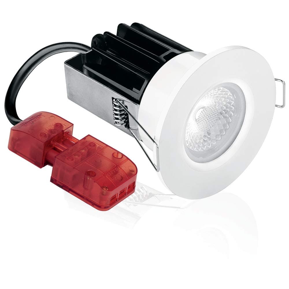 Aurora M10 AU-FRL801/30 IP65 Fixed 10W LED Fire Rated Downlights Warm White 3000k - Including White Bezel - 65-72mm Cutout