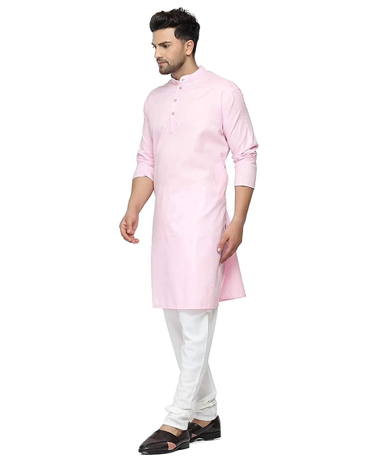 Multi Colored Cotton Plain Men's Ethnic Kurta Only