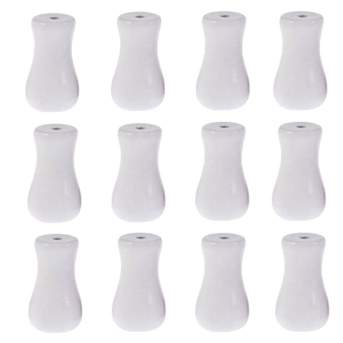 12pcs White Wood Tassel for Window Blinds White Cord Knobs Wooden Hanging Ball Pulls for Curtain Craft