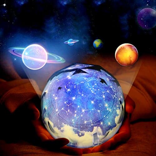 Lugumy Romantic Universe Projection Lamp Rotating Planet Dimmable Light Projector for Bedroom Living Room