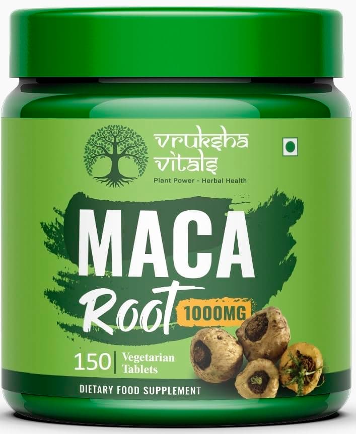 Vruksha Vitals Maca Root Extract 1000 mg per Tablet - 150 Tablets/Capsules - Maca Root Powder Supplement