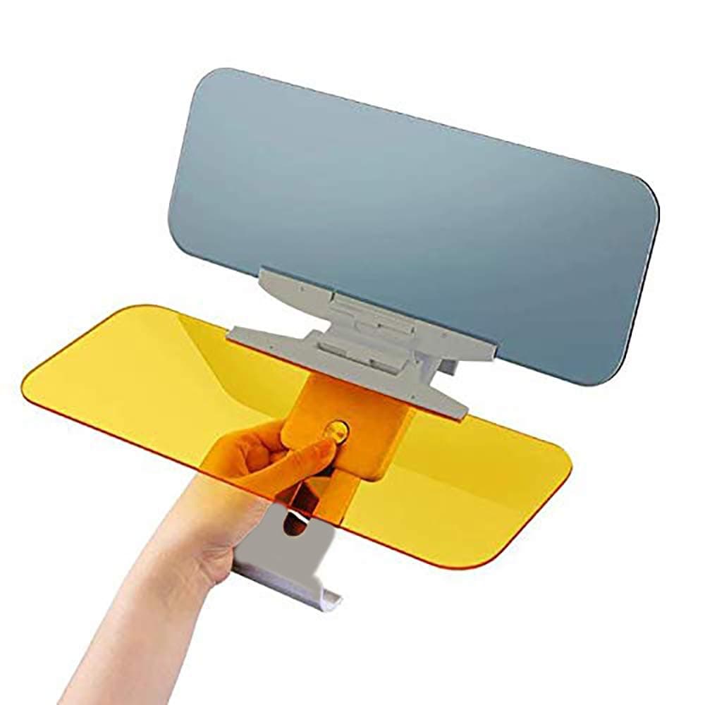Car Sun Visor, [Upgrade] Automobile Windshield Visor, 2 in 1 Anti-Glare Visor Day and Night Car Visor Extender, HD Anti-Glare Dazzling Goggle Day Night Mirror Vision (Gray Base)
