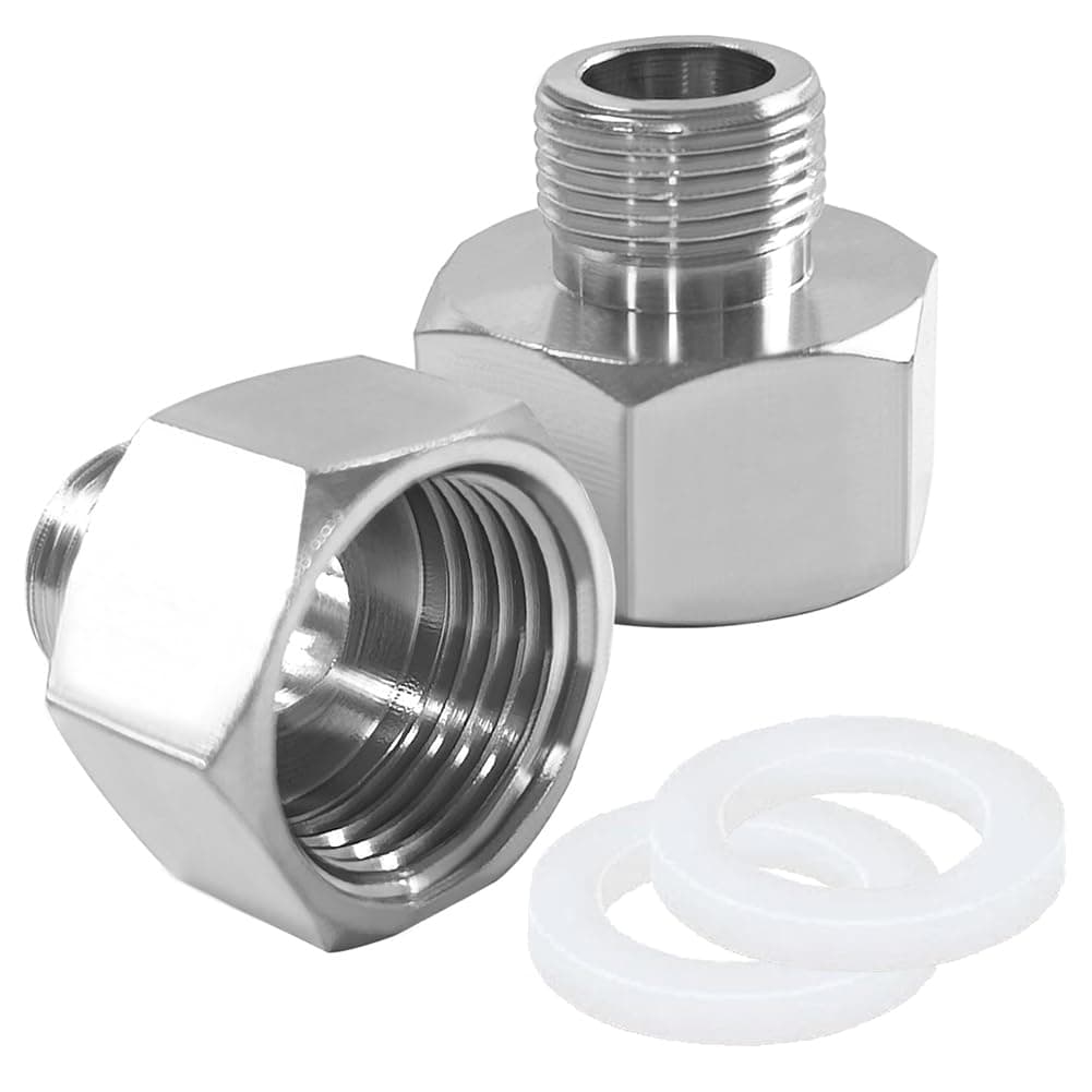 Joywayus 2PCS 1/2 G Female to 3/8 Compression Male Thread Pipe Fitting, Nickel Plated Brass Reducer Faucet Connector Water Hose Adapter, Supply Line Adapter for RV Kitchen Bathroom Plumbing