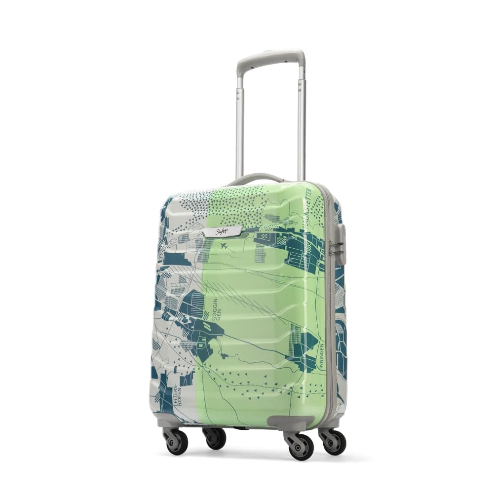 Skybags Cabin Trooper 55 Cms Small Abs Hardshellsided 4 Wheels Spinner Printed Luggage/Inline Suitcase/Trolley Back (Pale Green), Large