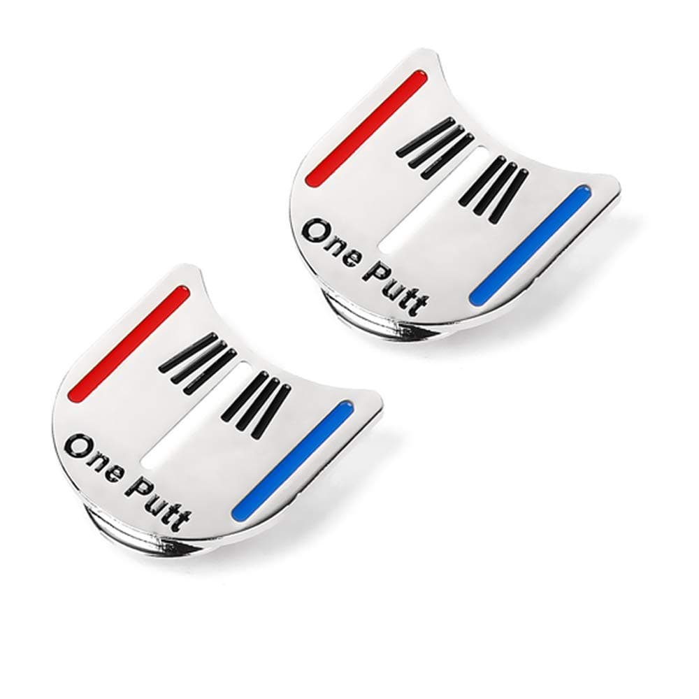 STONCEL 2PC Golf Putting Alignment Tool Ball Marker Metal Magnetic Hat Clip Golf Ball Marker (2)