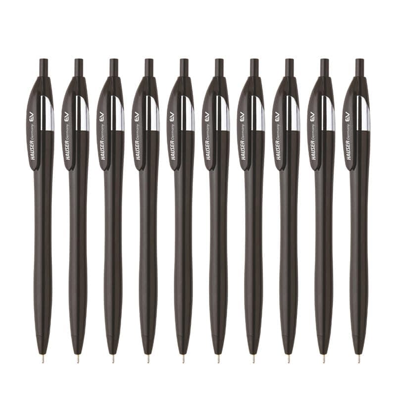 Germany Ev Retractable Ball Pen Wallet Pack | Minimalistic Stylish Body With Pocketable Clip | Black Ink, Pack Of 10