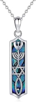 JUSTKIDSTOY Jewish Necklace Sterling Silver Messianic Seal Mezuzah Pendant Necklace Protection Hanukkah Jewelry Gifts for Women Men