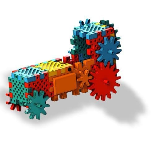 Gear Toy Motorized Building Set - Interlocking Educational Building Toy by Mogee - Over 45 Pieces - Batteries Included by MoGee