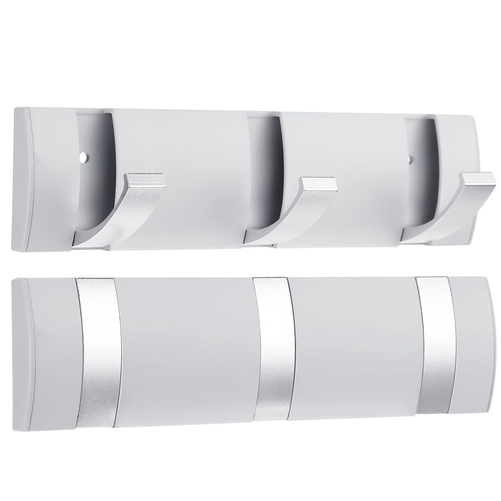 Wesiti 2 Pack Wall Mounted Coat Rack, Floating Door Wall Coat Rack with Retractable Hooks Aluminum Space Saving Hangers Hook Rail for Entryway Bathroom Hat Towel